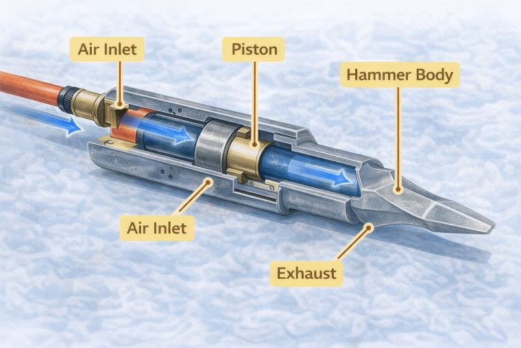 How does a pneumatic hammer work?cid=861