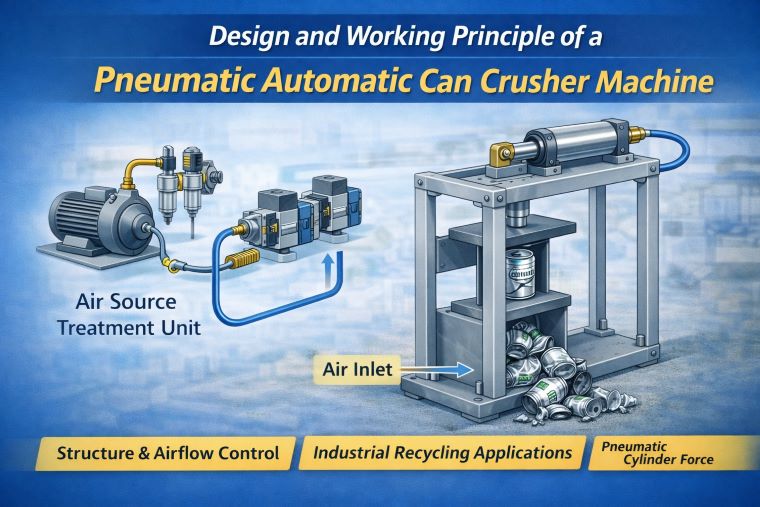 Design and Working Principle of a Pneumatic Automatic Can Crusher Machine