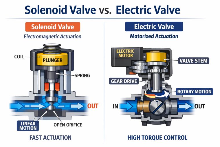 What is the difference between the working of solenoid valve and electric valve?cid=861