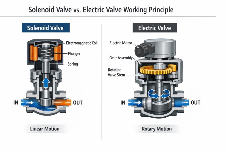 What is the difference between the working of solenoid valve and electric valve?cid=861