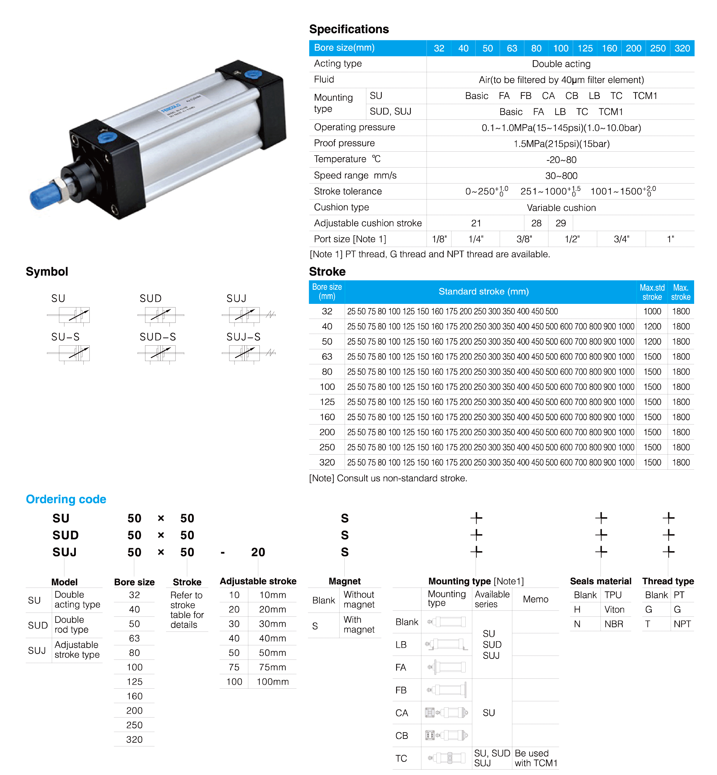 SU Series Standard Cylinder(Profile)