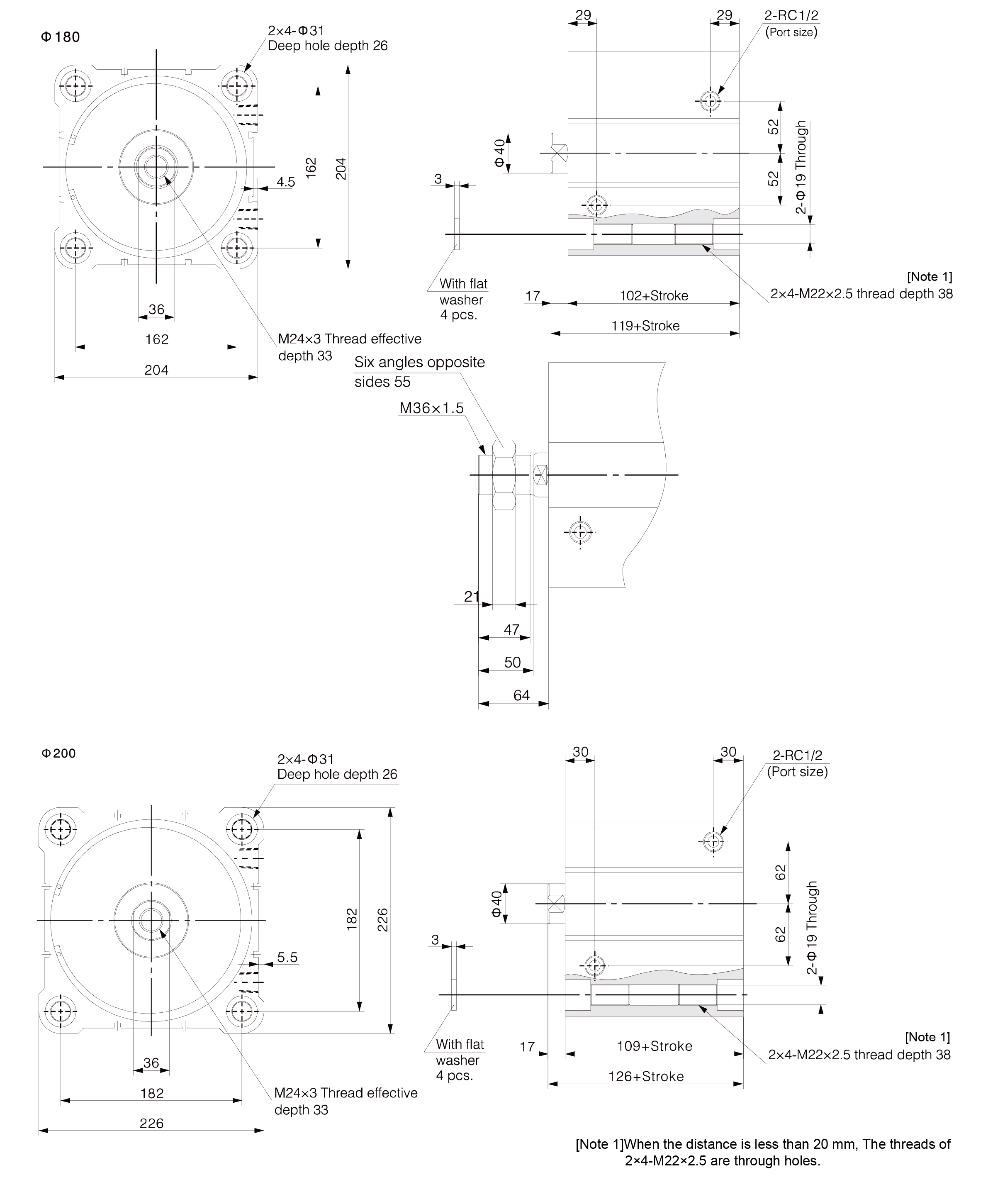 CQ2 Series Compact Cylinder(Large Bore Size)