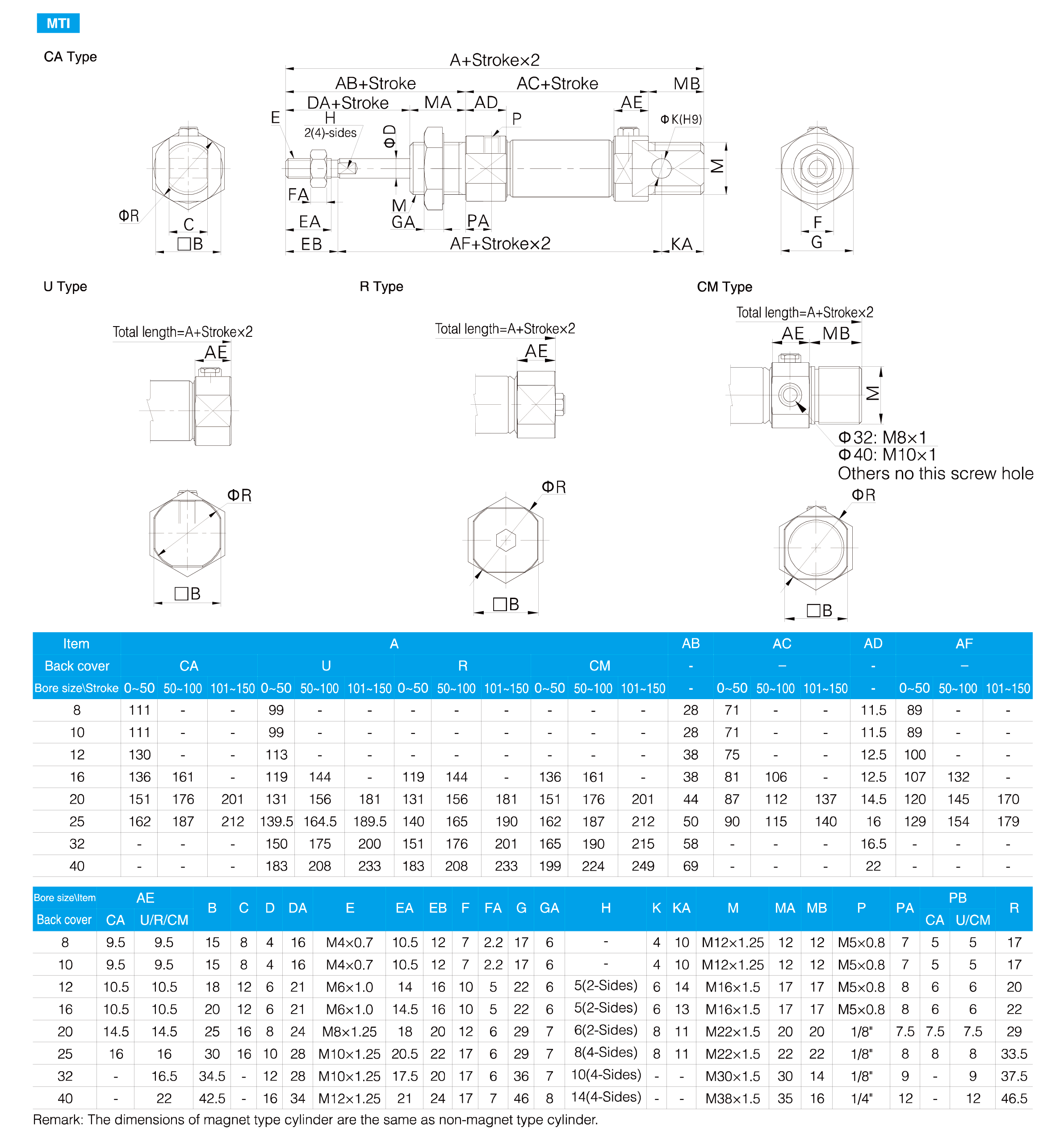 MI Series Stainless Steel Mini Cylinder