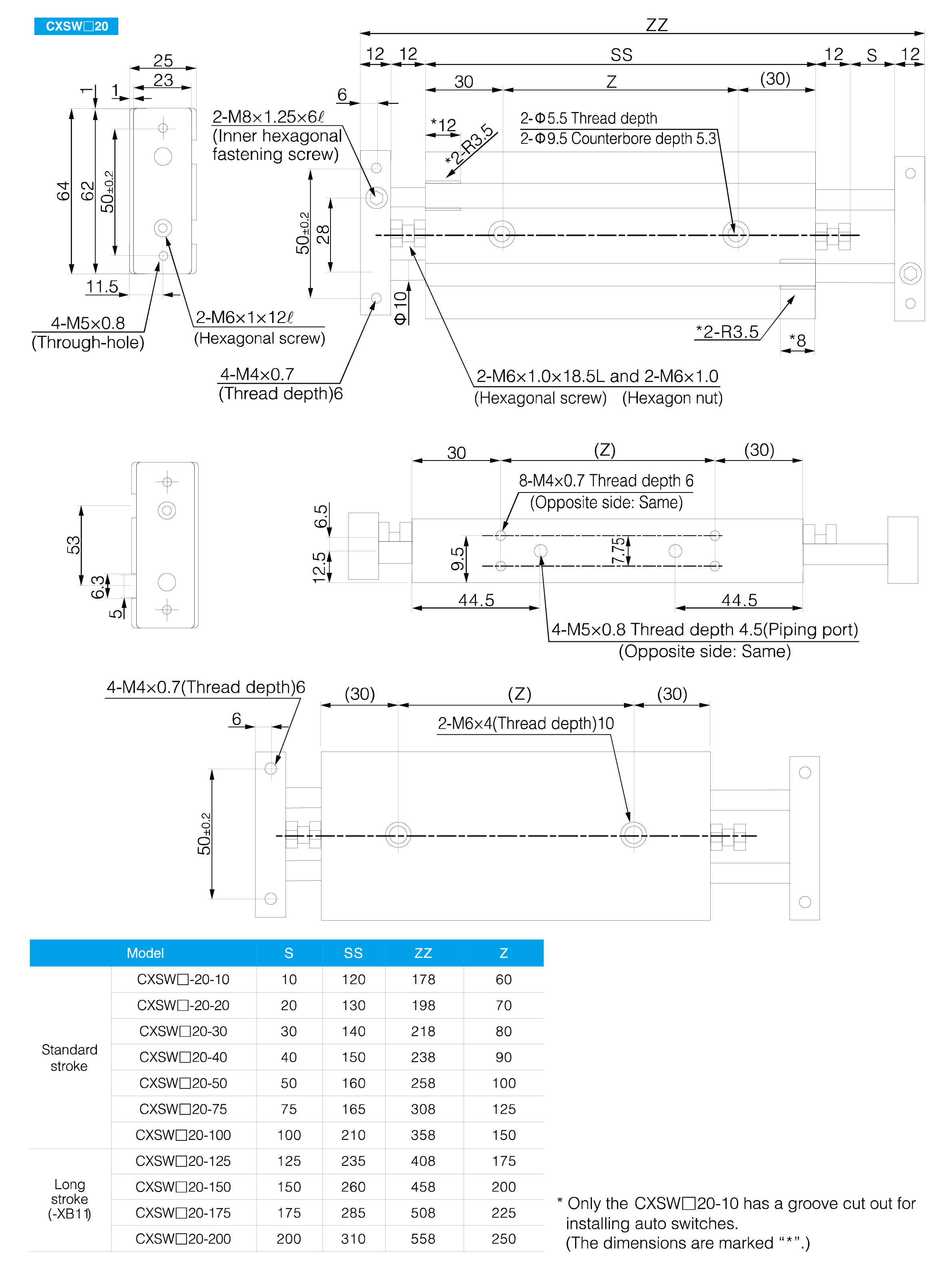 CXSM Series Dual Rod Cylinder(Double Rod Type)