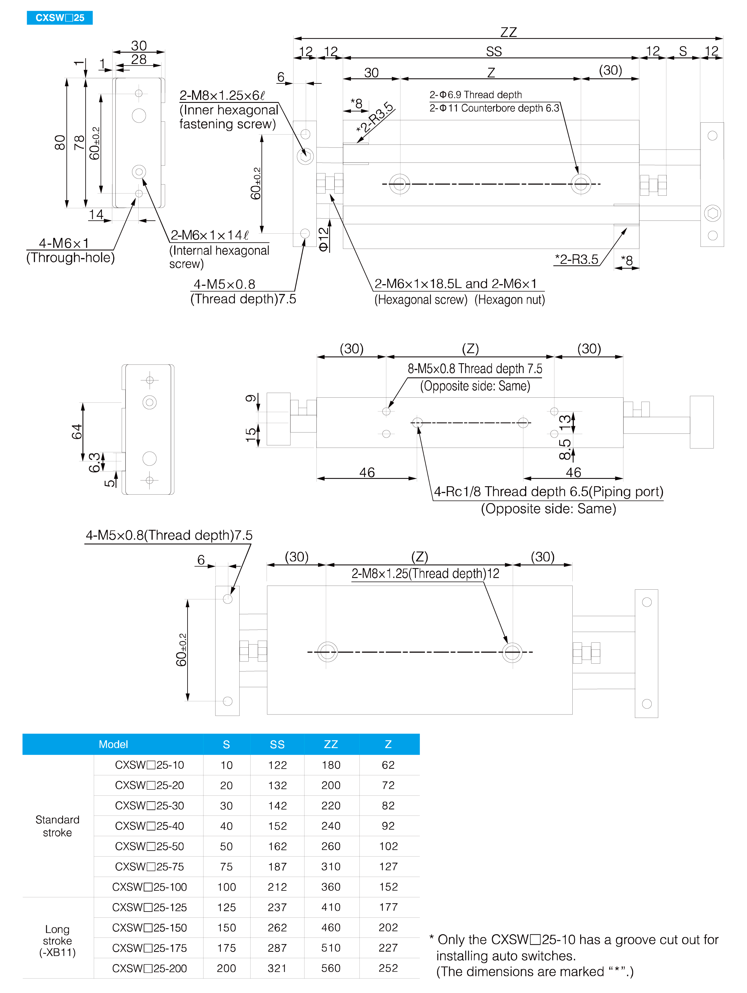 CXSM Series Dual Rod Cylinder(Double Rod Type)