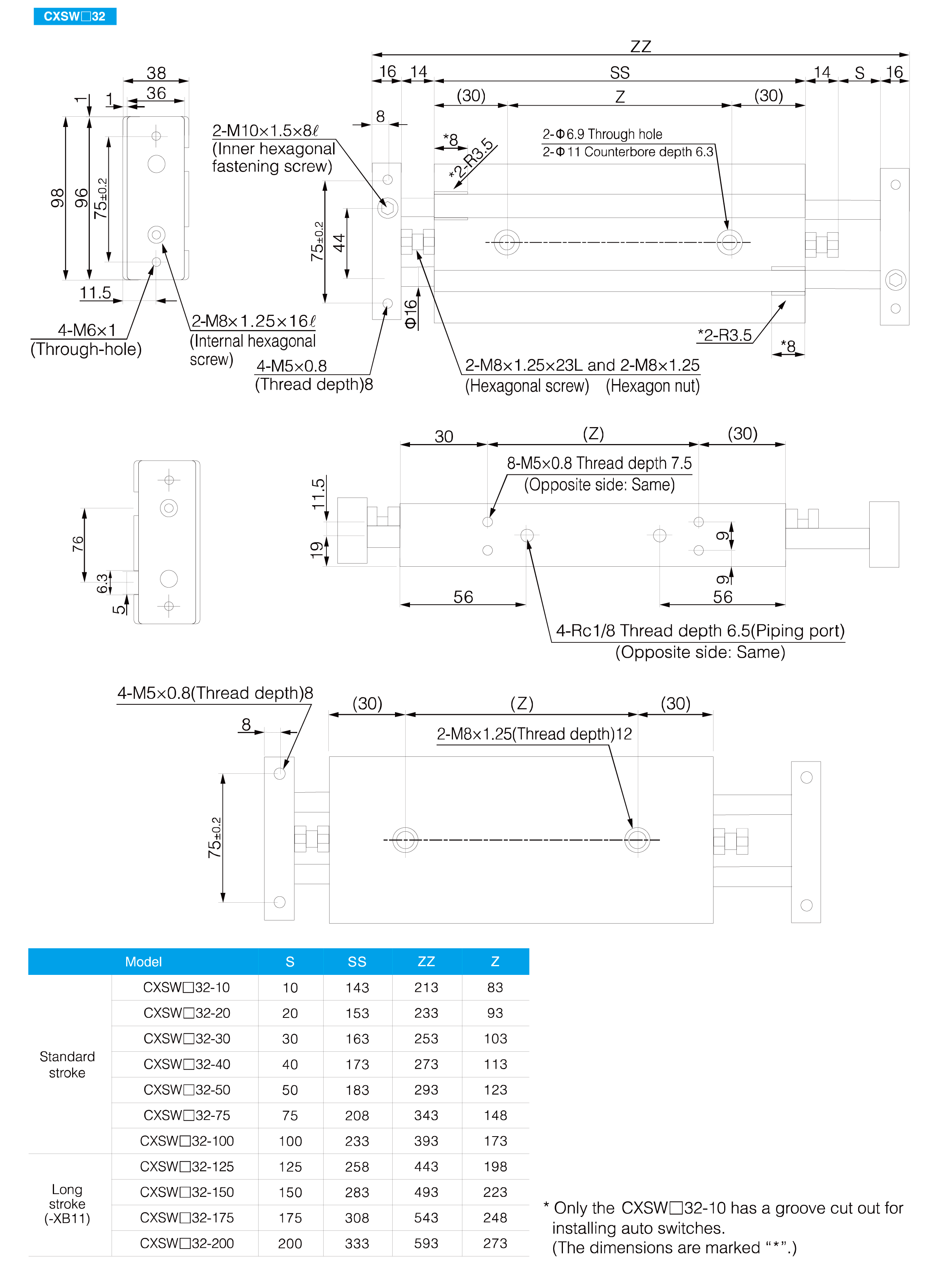 CXSM Series Dual Rod Cylinder(Double Rod Type)