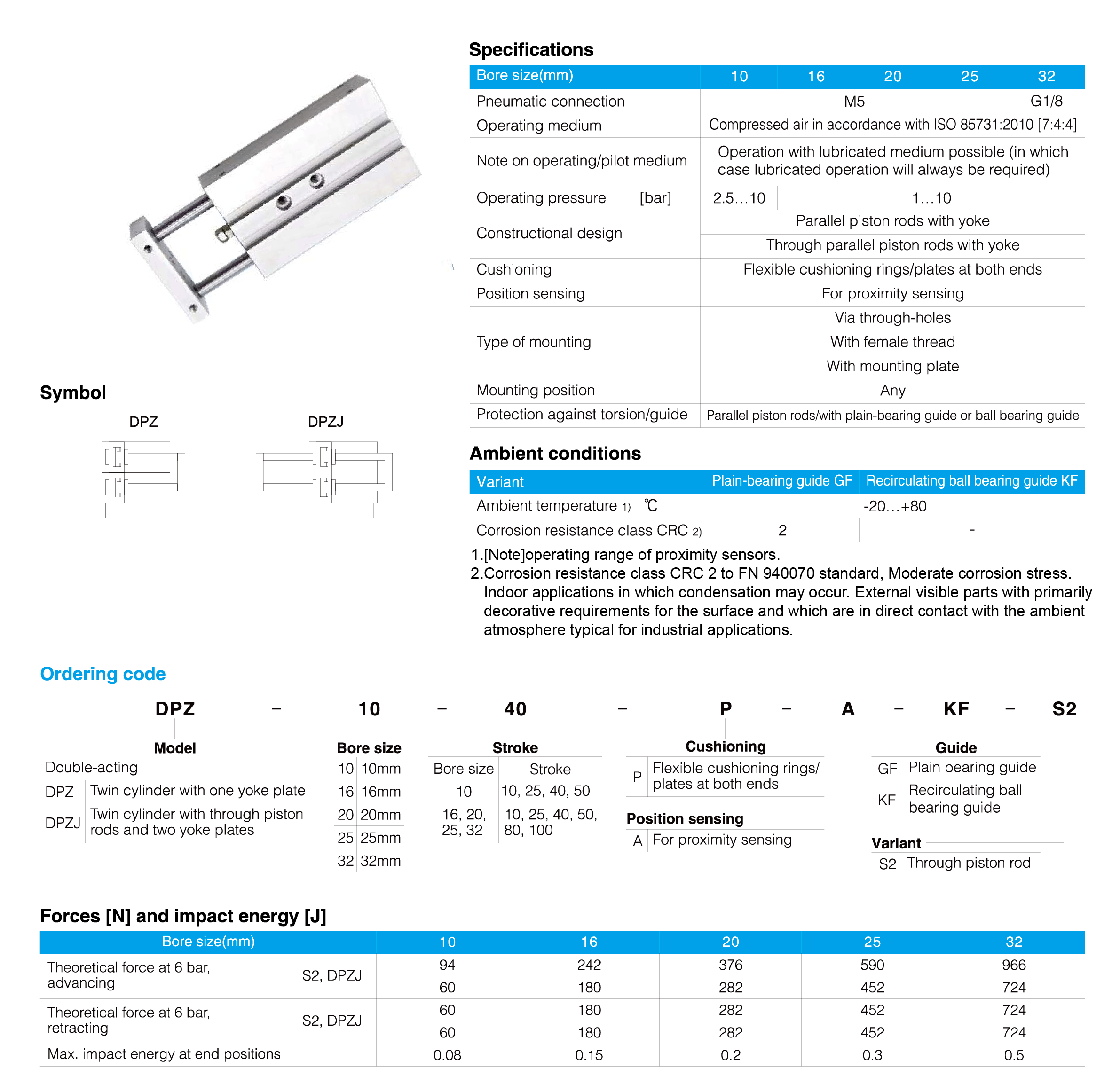 PZ/PZJ Series Dual Rod Cylinder