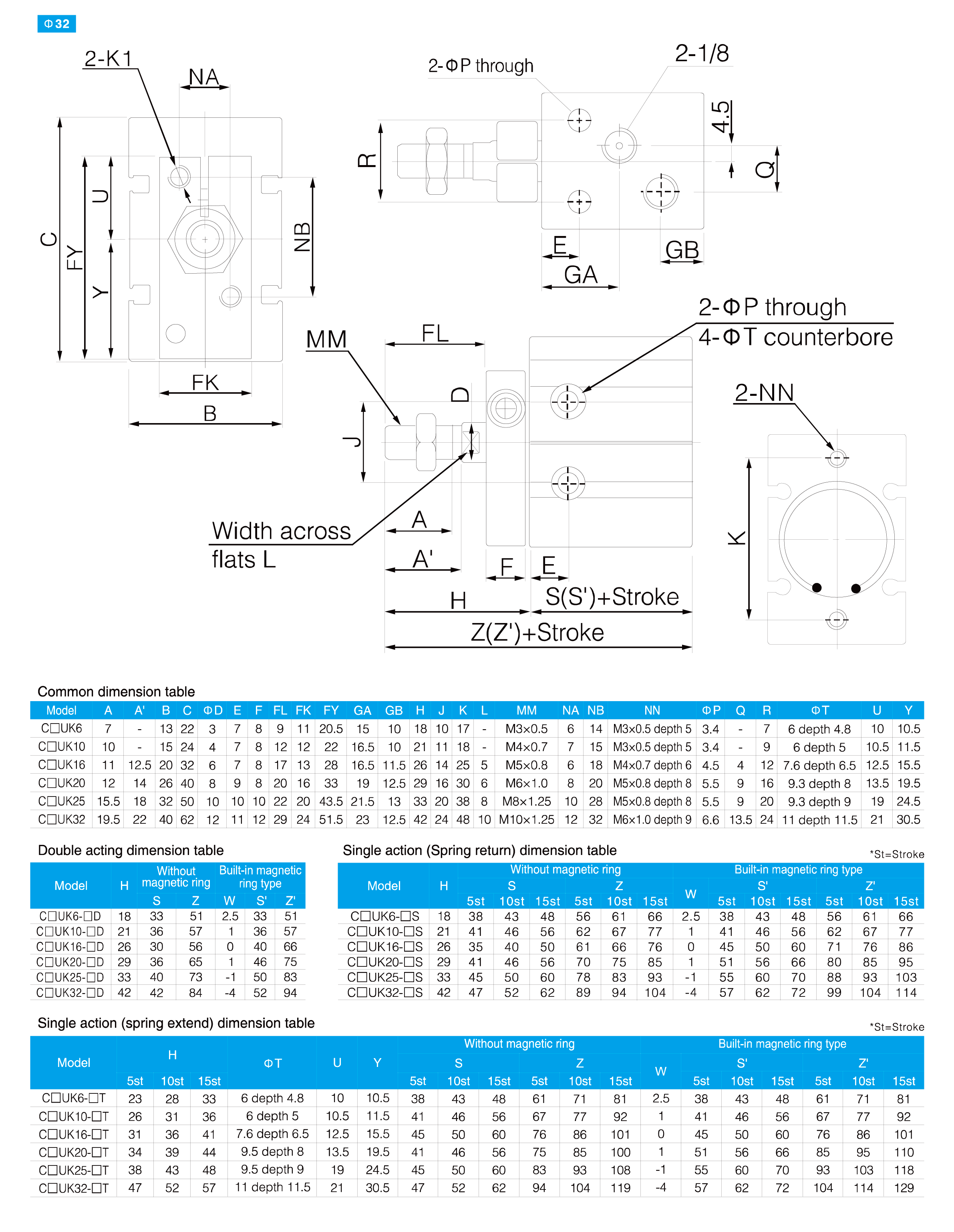 CU Series Free Mount Cylinder