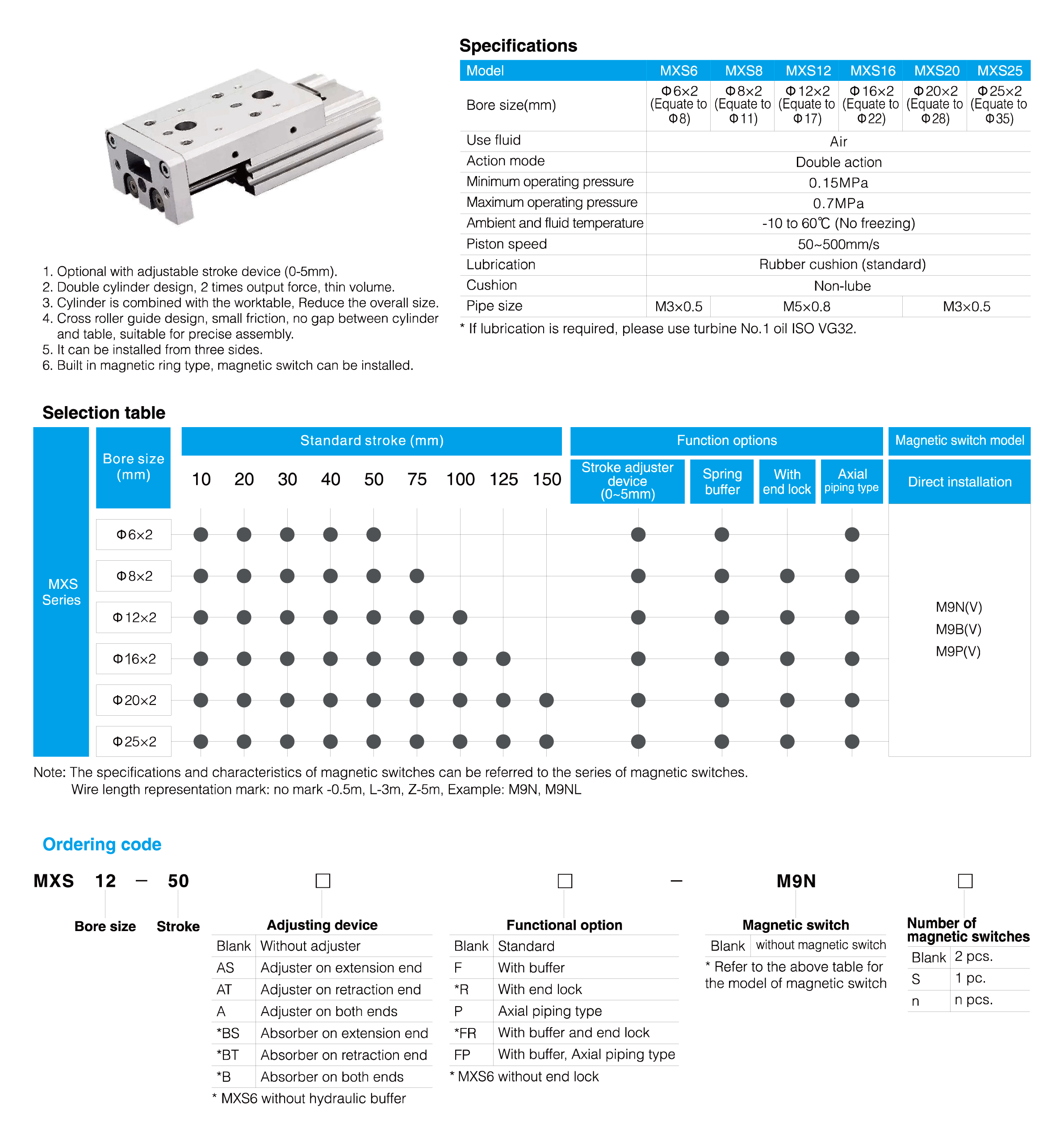 MXS Series Air Slide Table