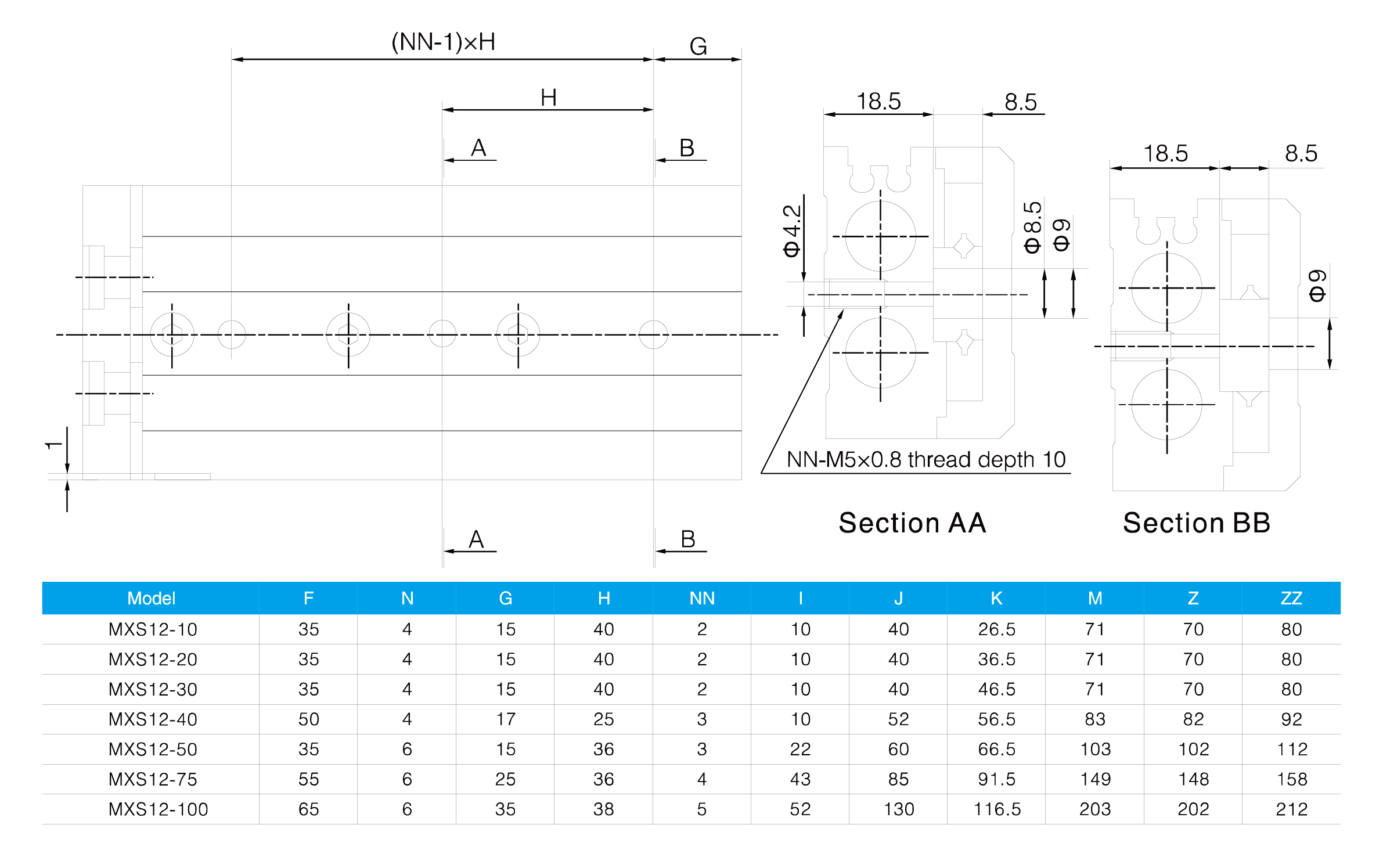 MXS Series Air Slide Table