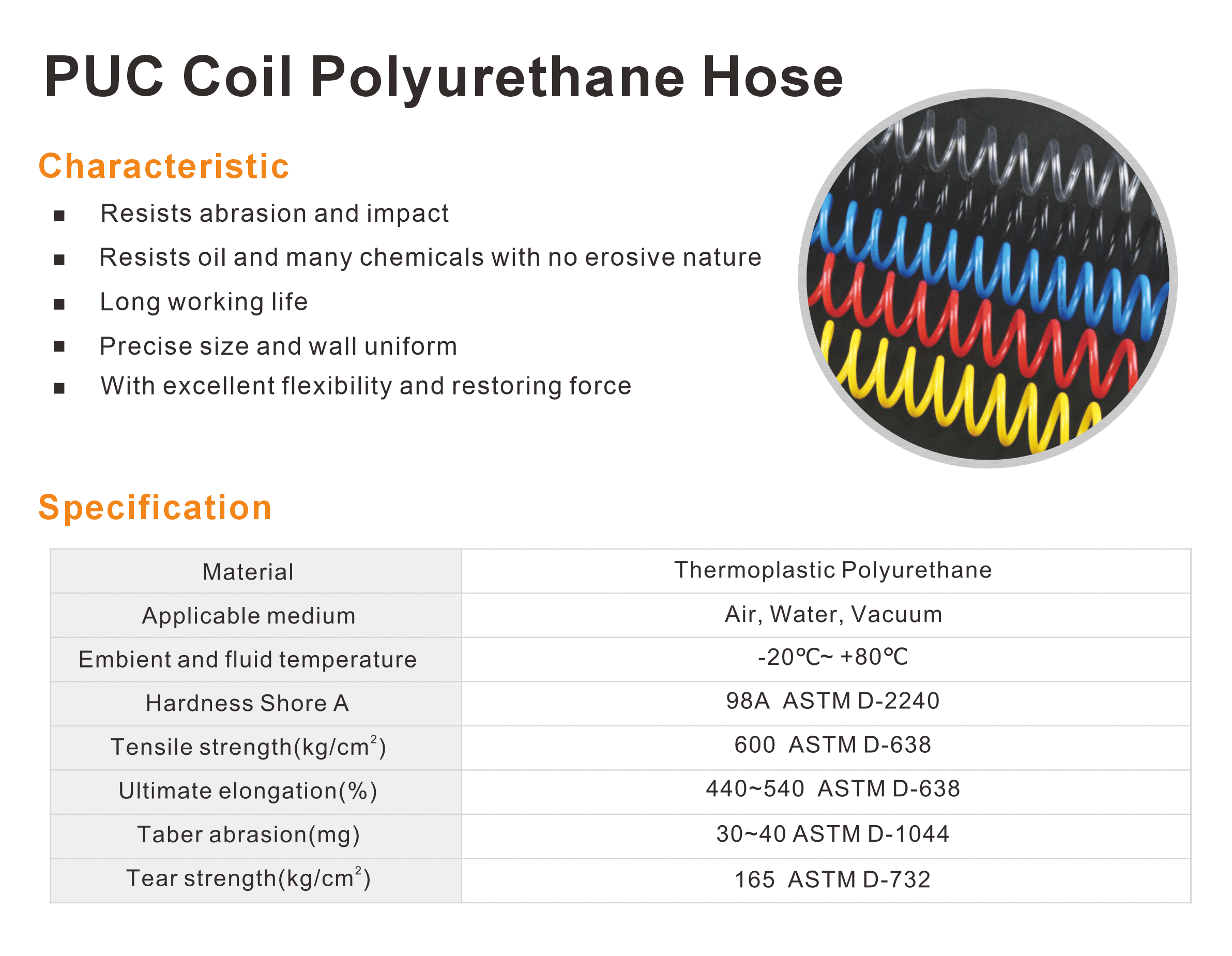 PUC Coil Polyurethane Hose