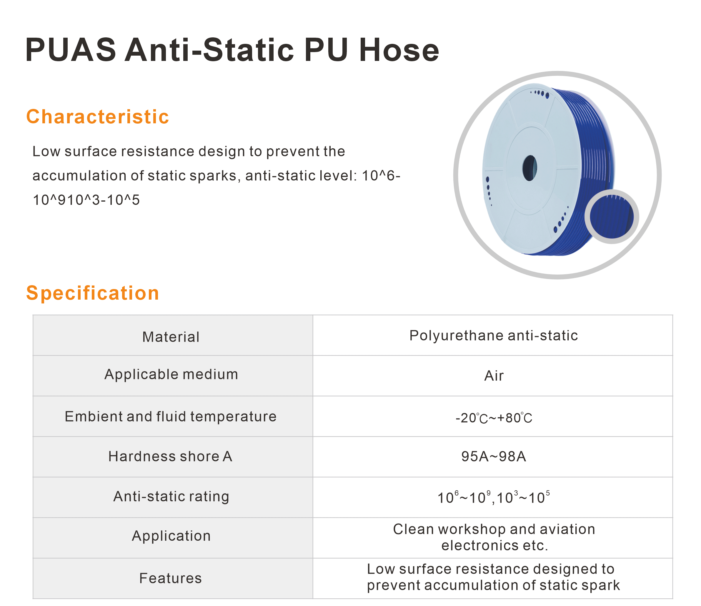 PUAS Anti-Static PU Hose