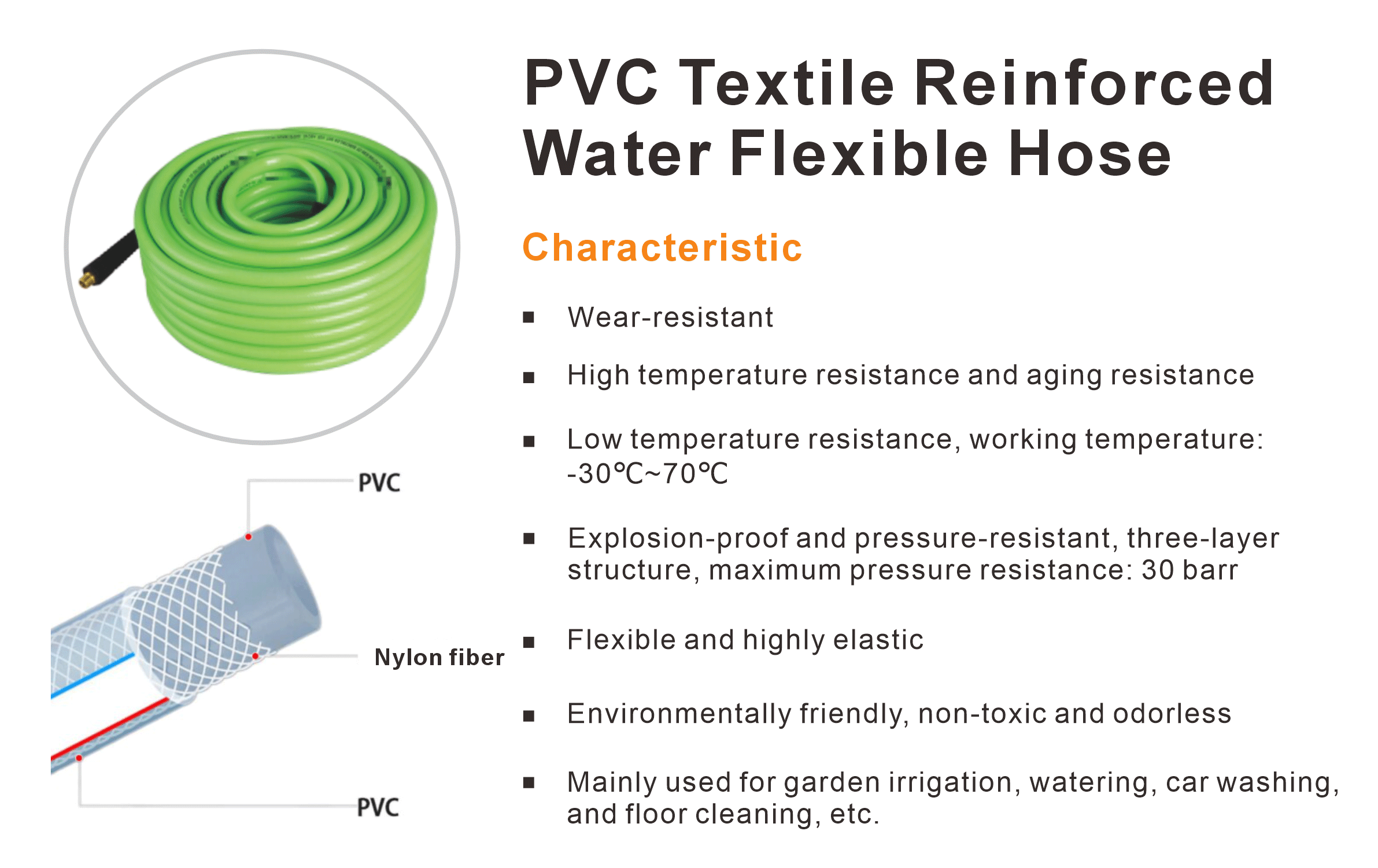 PVC Textile Reinforced Water Flexible Hose