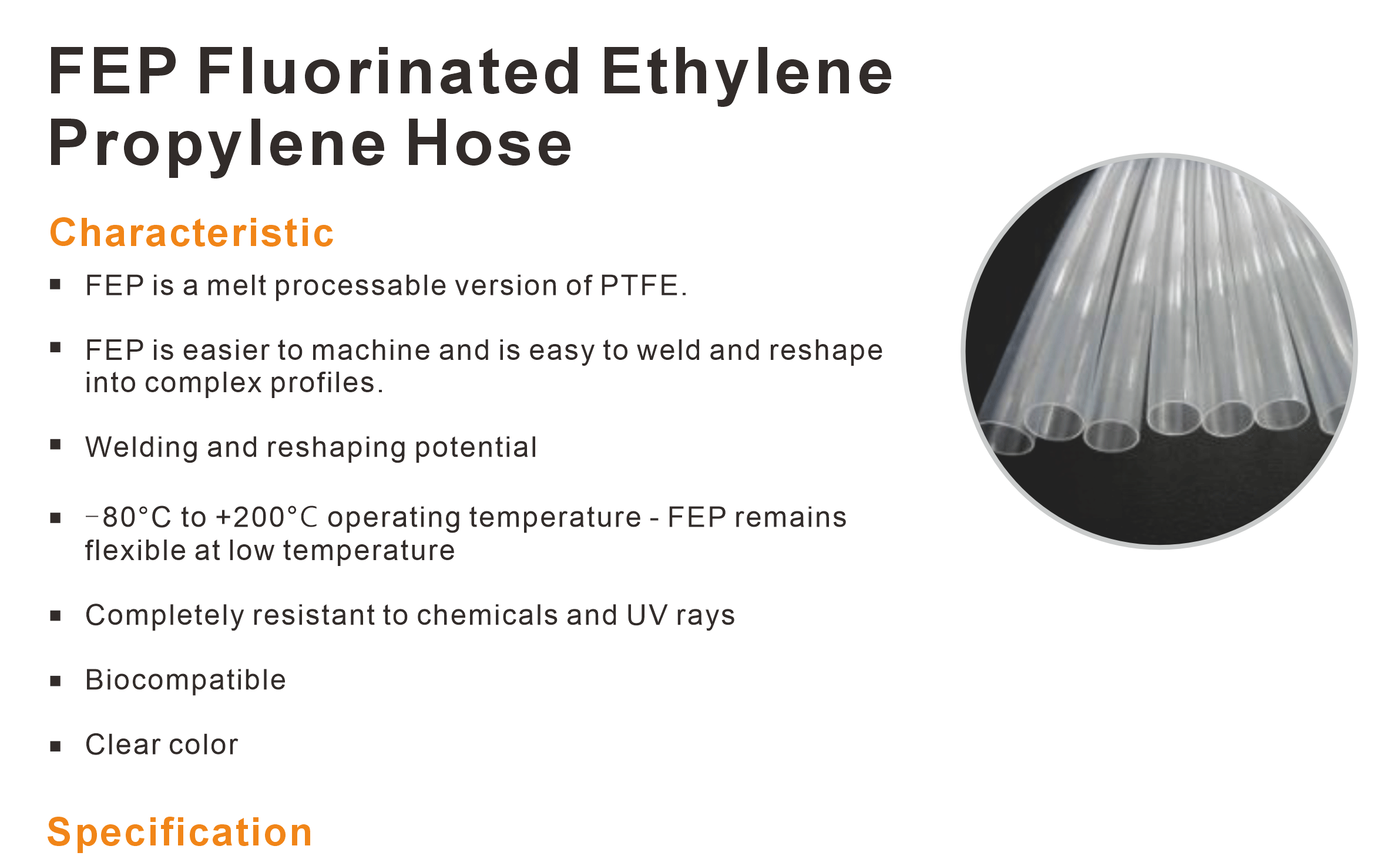 FEP Fluorinated Ethylene Propylene Hose