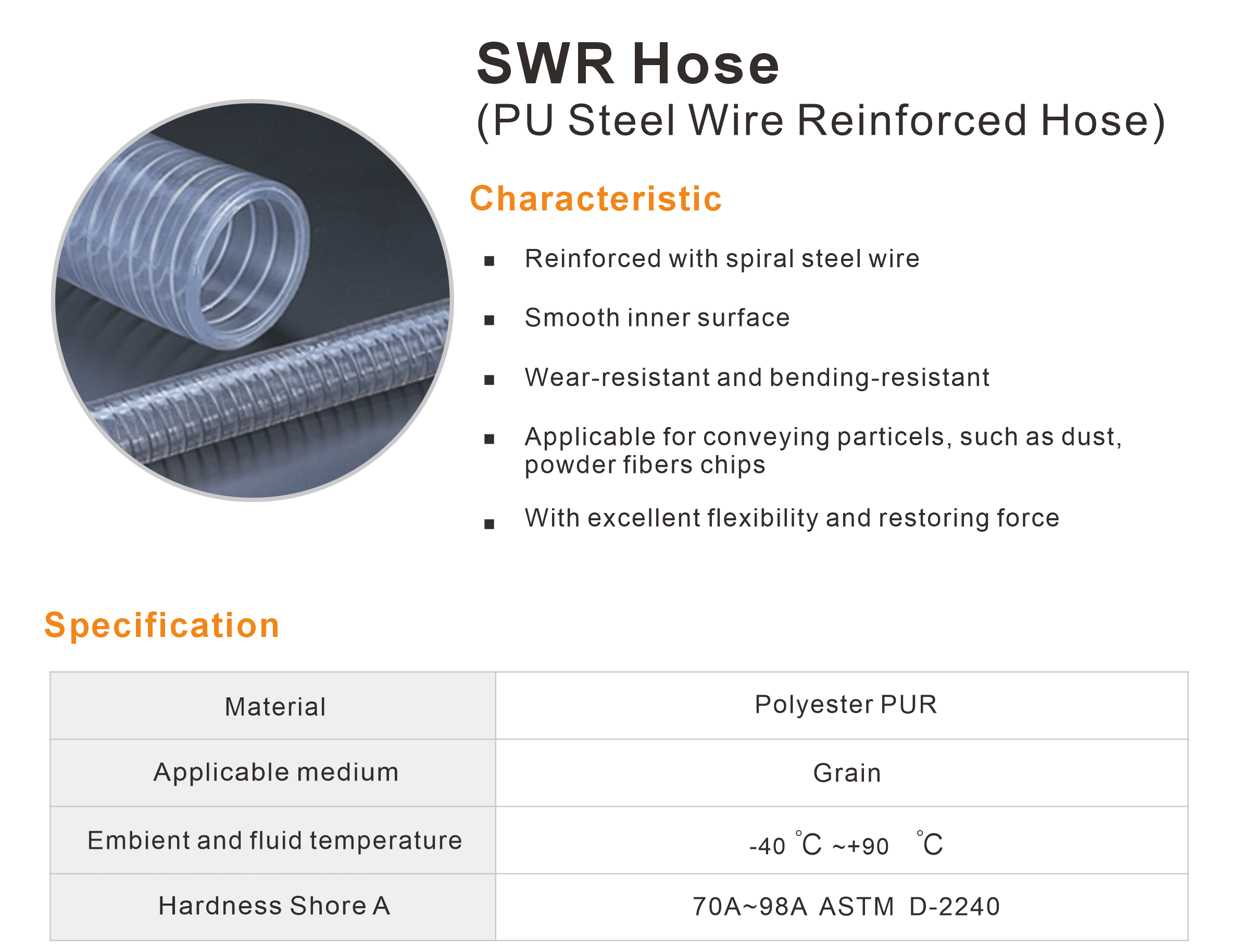 SWR Hose (PU Steel Wire Reinforced Hose)