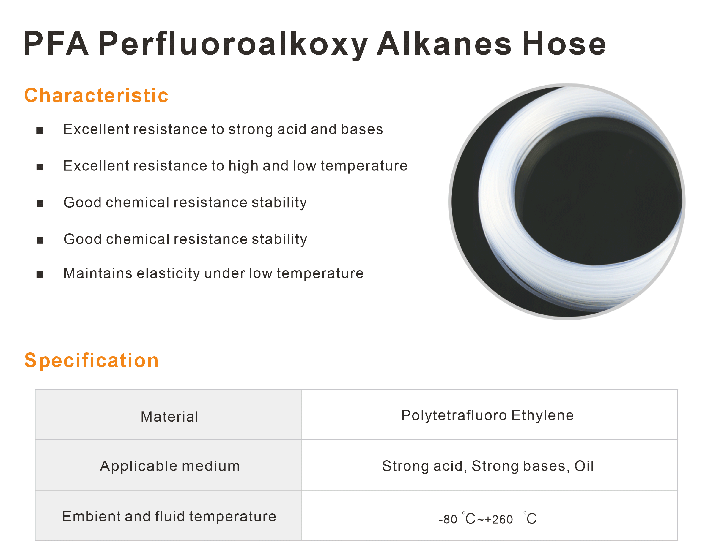 PFA Perfluoroalkoxy Alkanes Hose