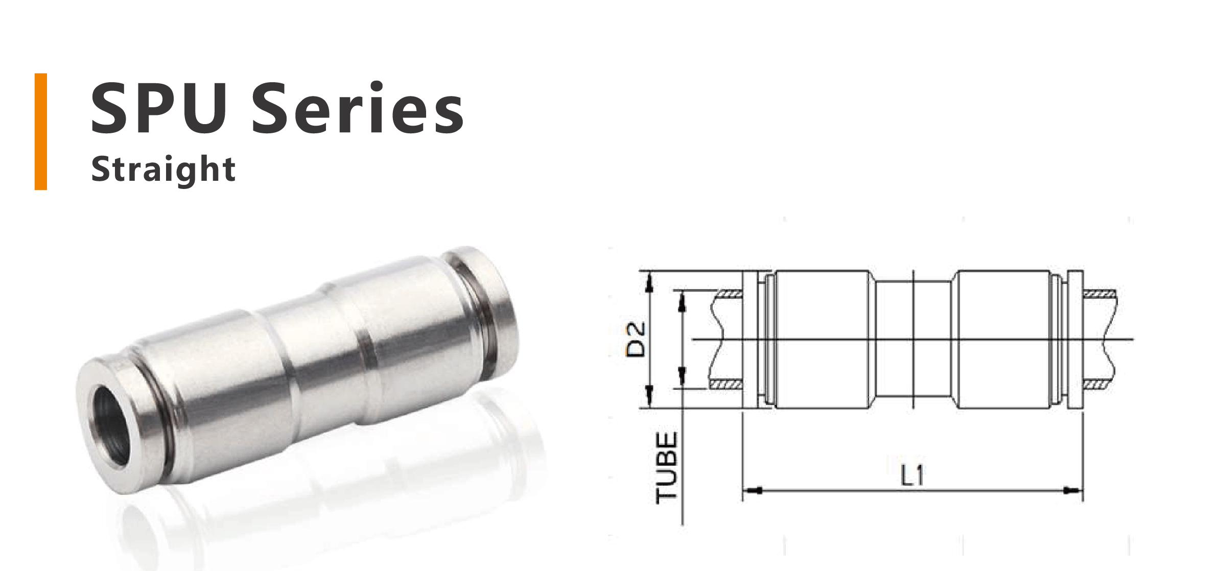 SPU Series Stainless Steel Push-in Fittings Straight