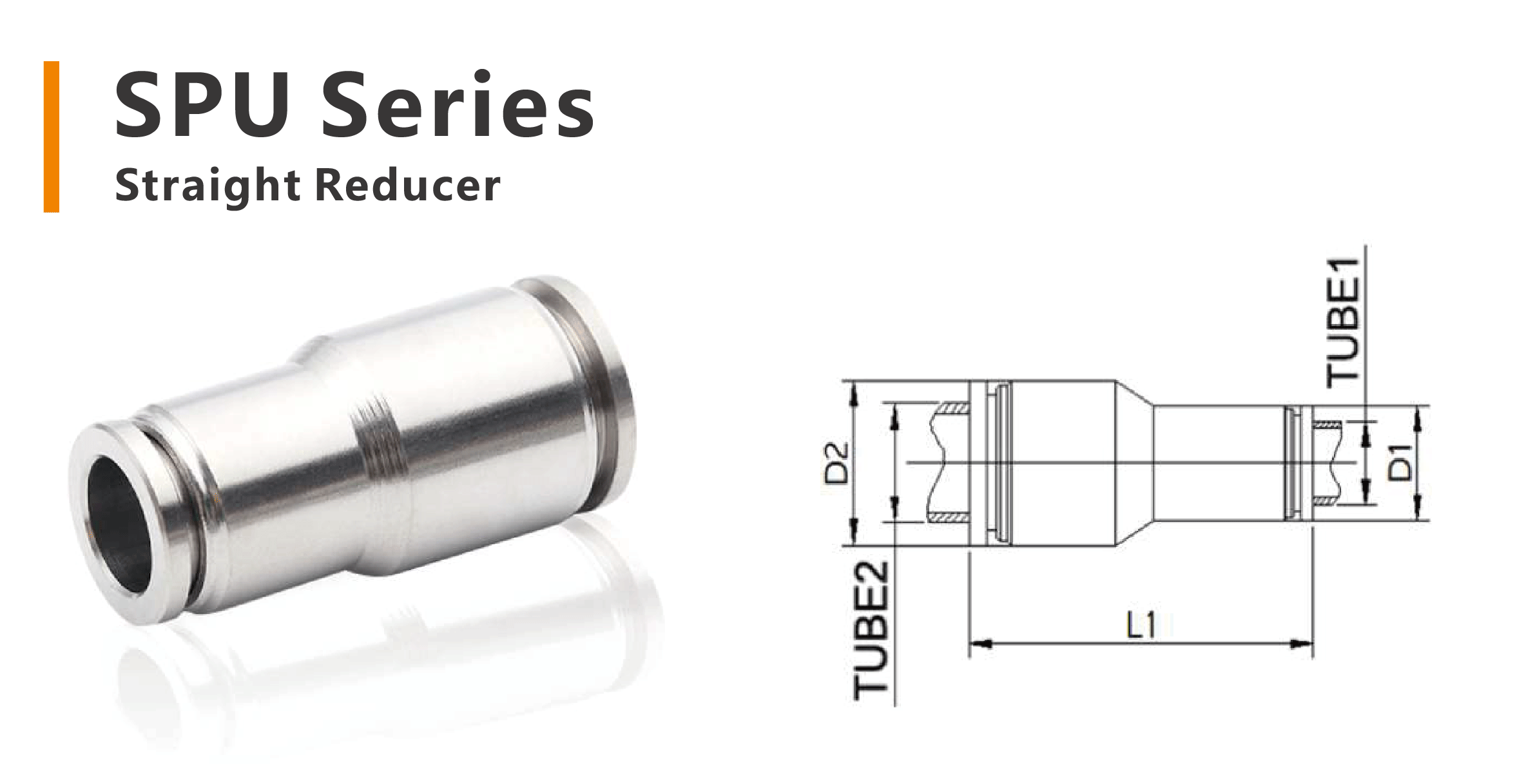 SPU Series Stainless Steel Push-in Fittings Straight Reducer
