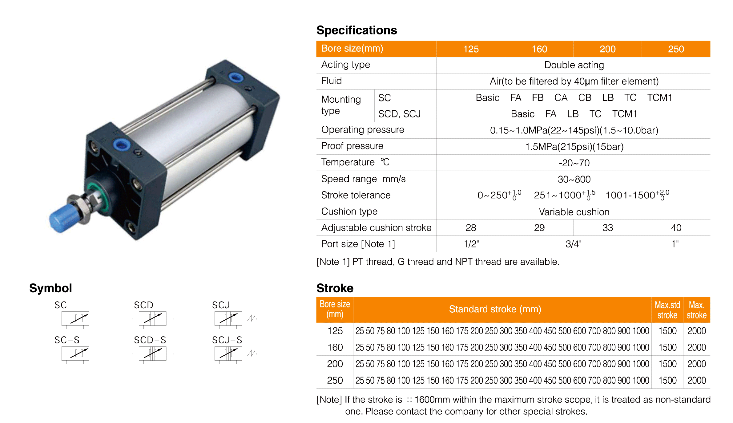 SC Series Standard Cylinder(Tie-Rod/Big Bore) SC Series Standard Cylinder(Tie-Rod/Big Bore)