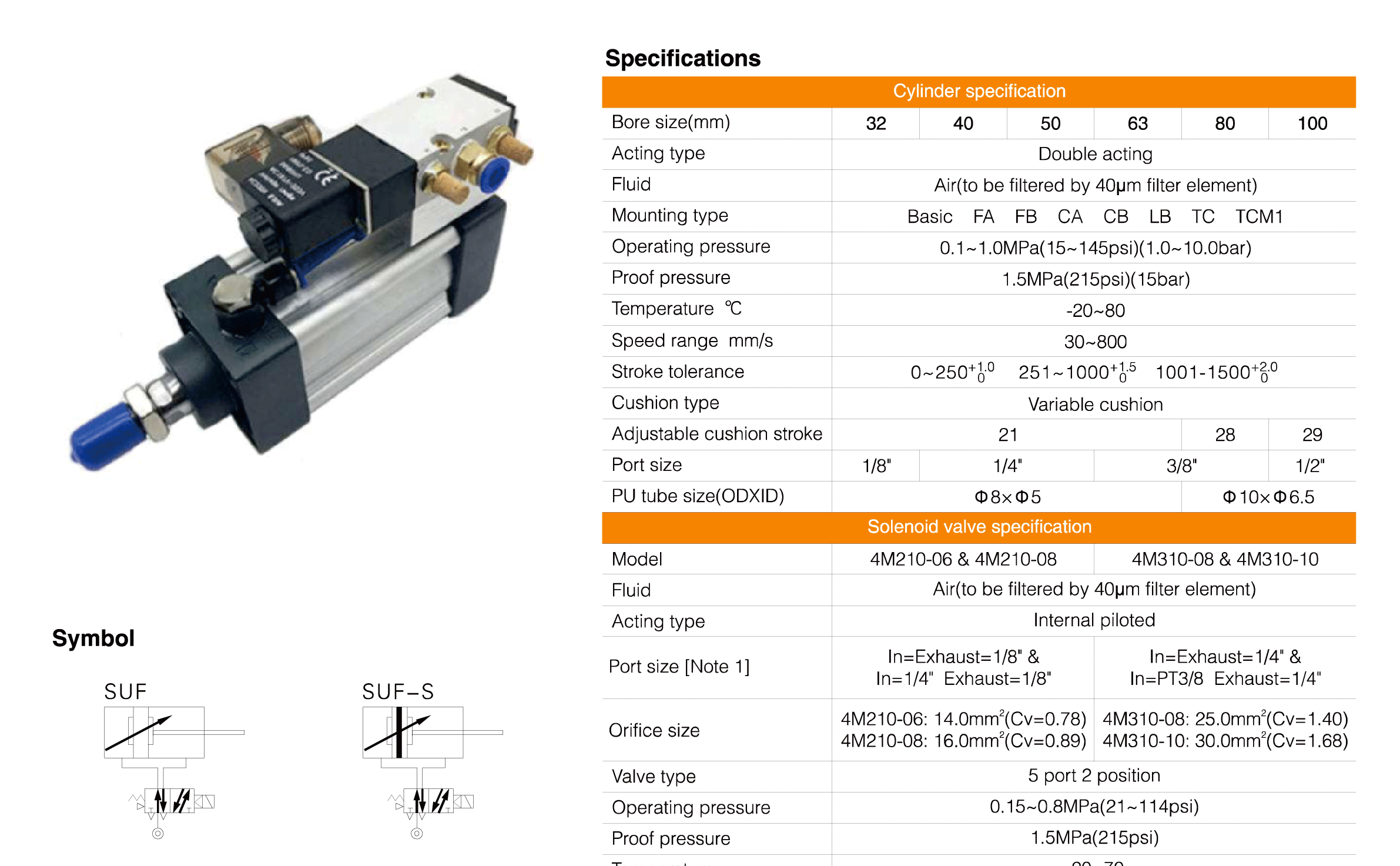 SUF Series Standard Cylinder(Profile/With Valve Type)