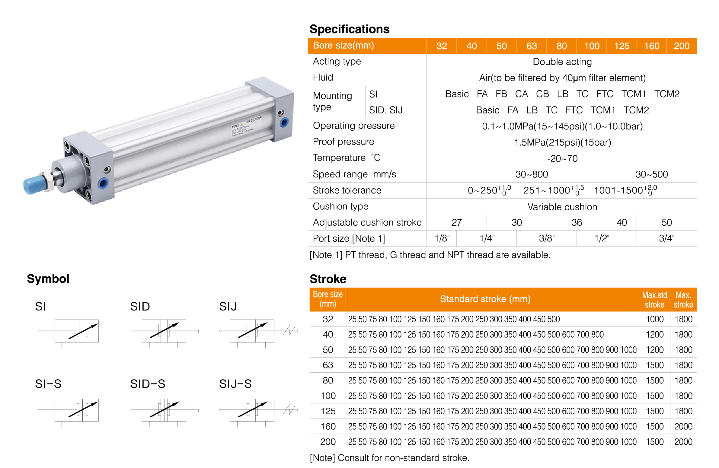 SI Series Standard Cylinder SI Series Standard Cylinder