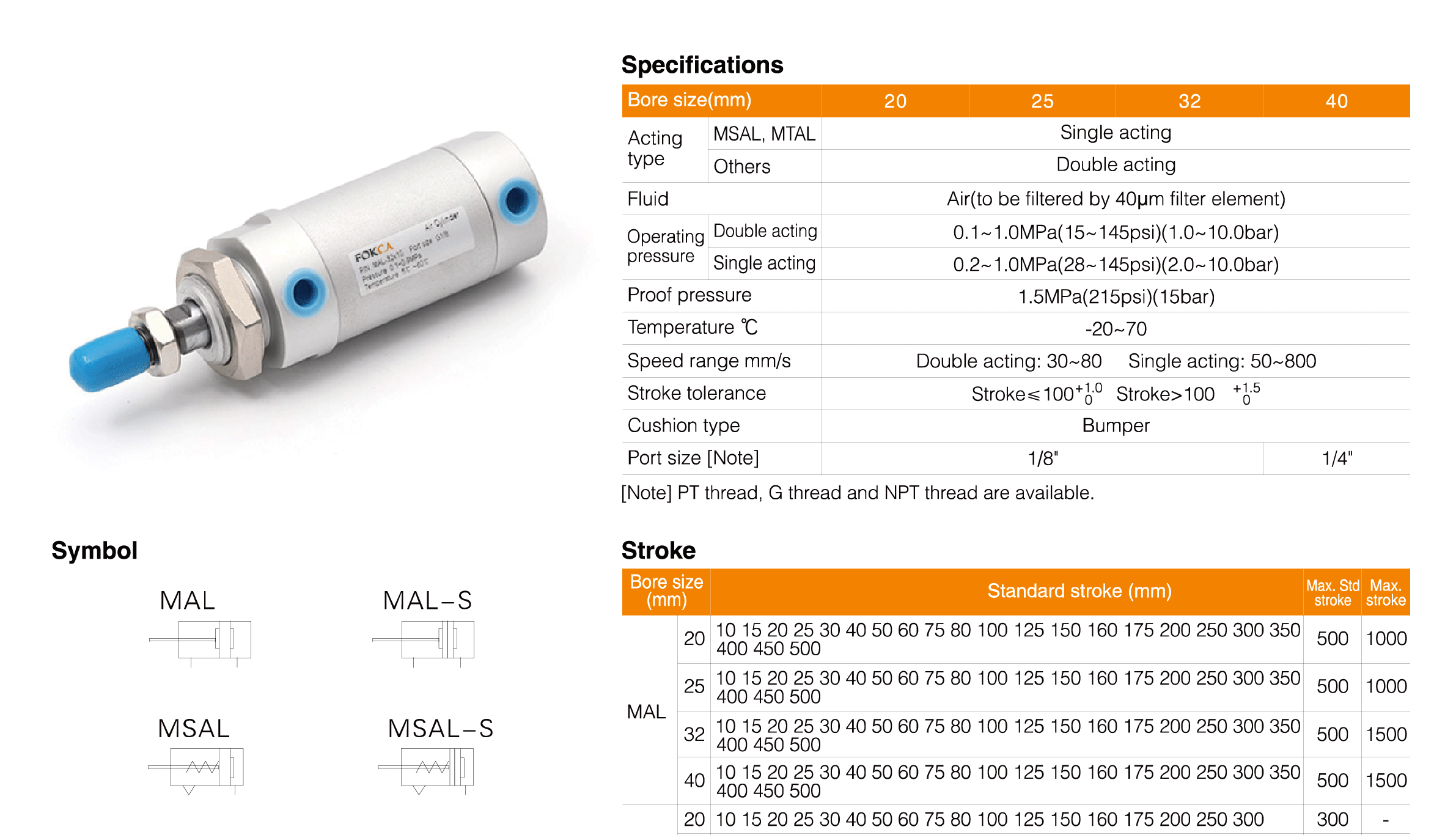 MAL Series Aluminum Barrel Mini Cylinder MAL Series Aluminum Barrel Mini Cylinder