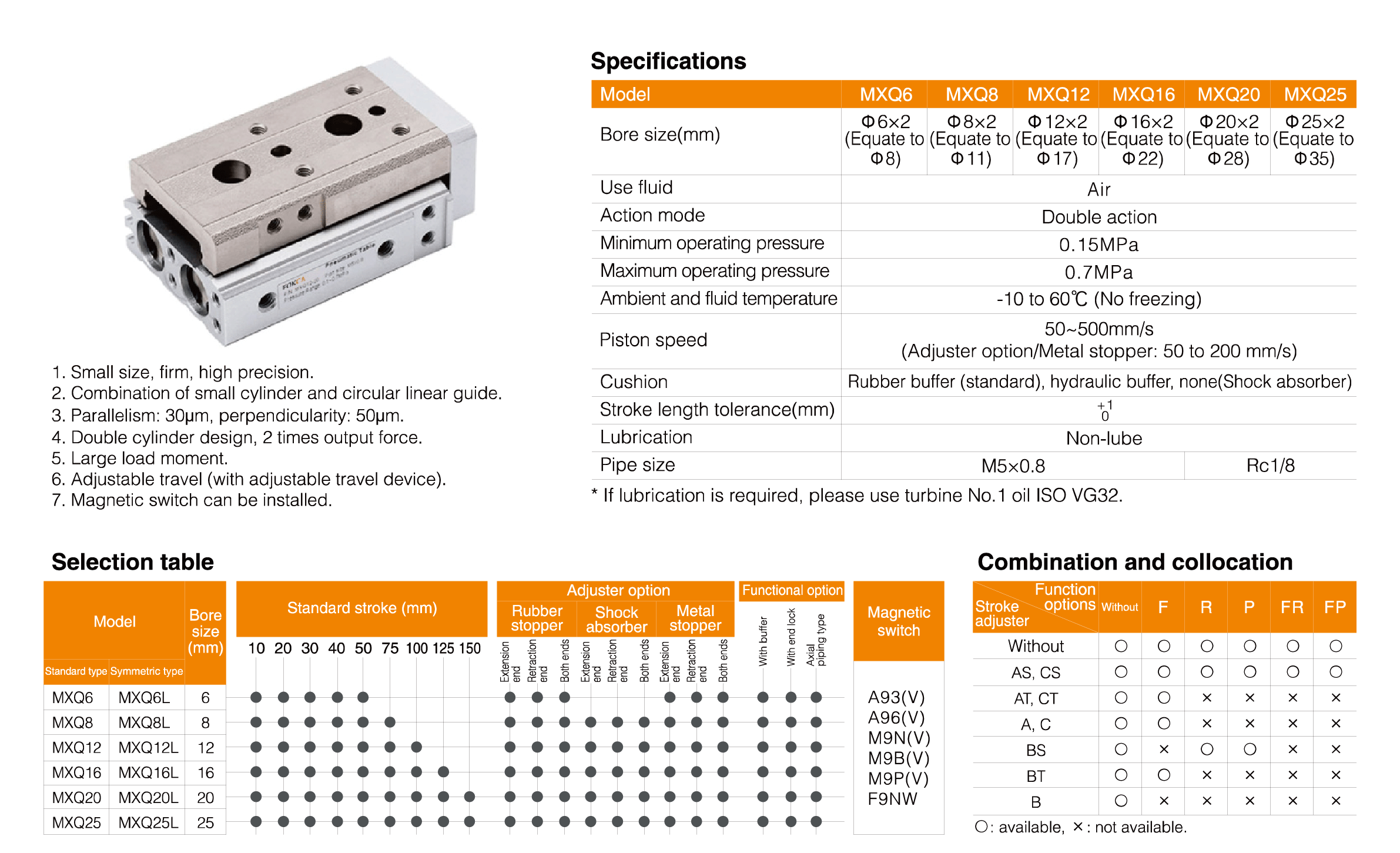 MXQ Series Air Slide Table