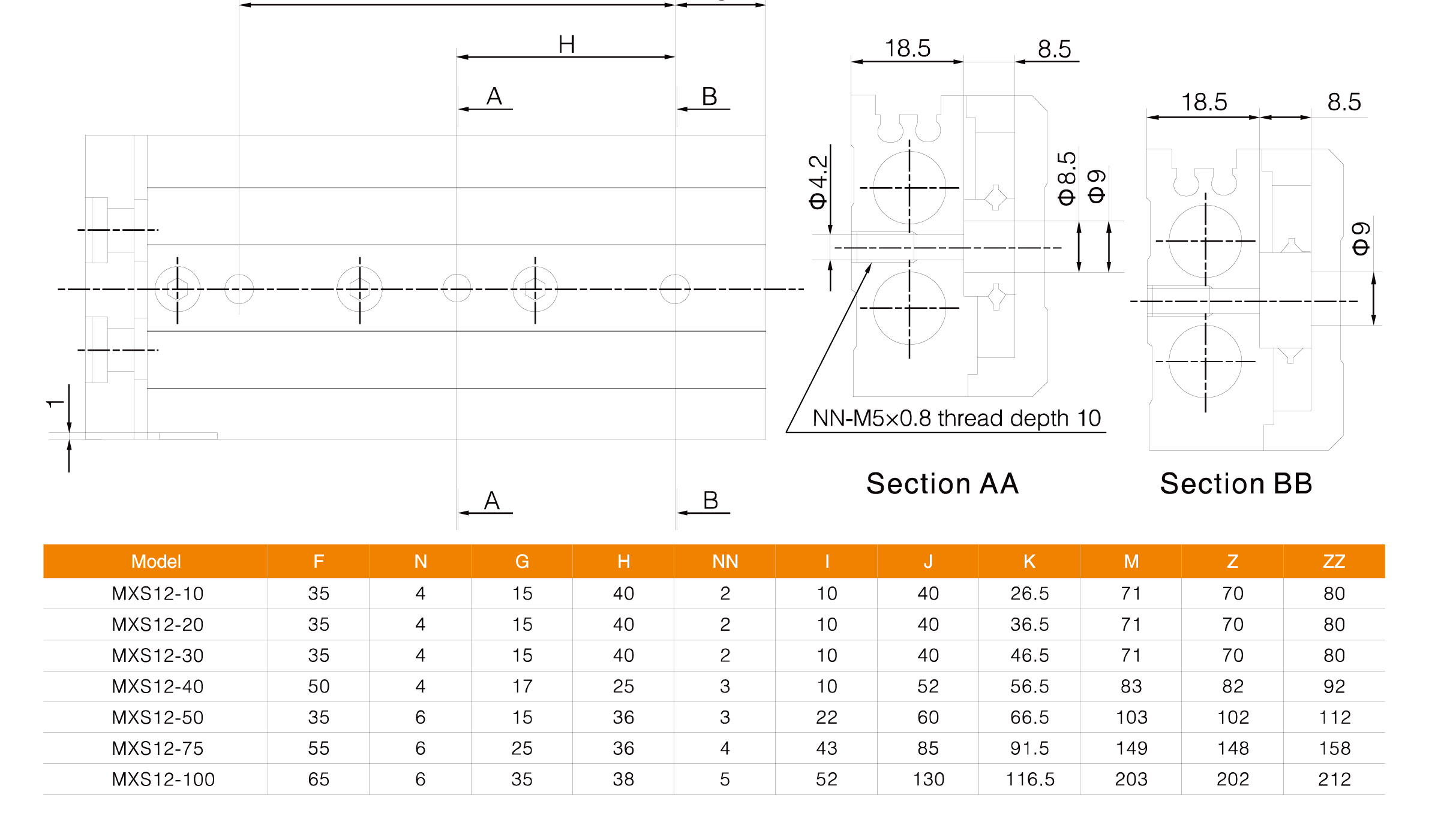 MXS Series Air Slide Table