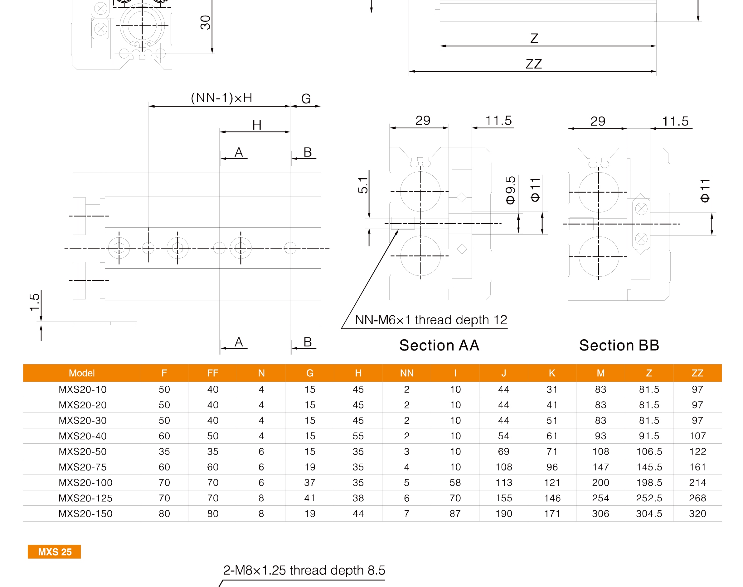 MXS Series Air Slide Table