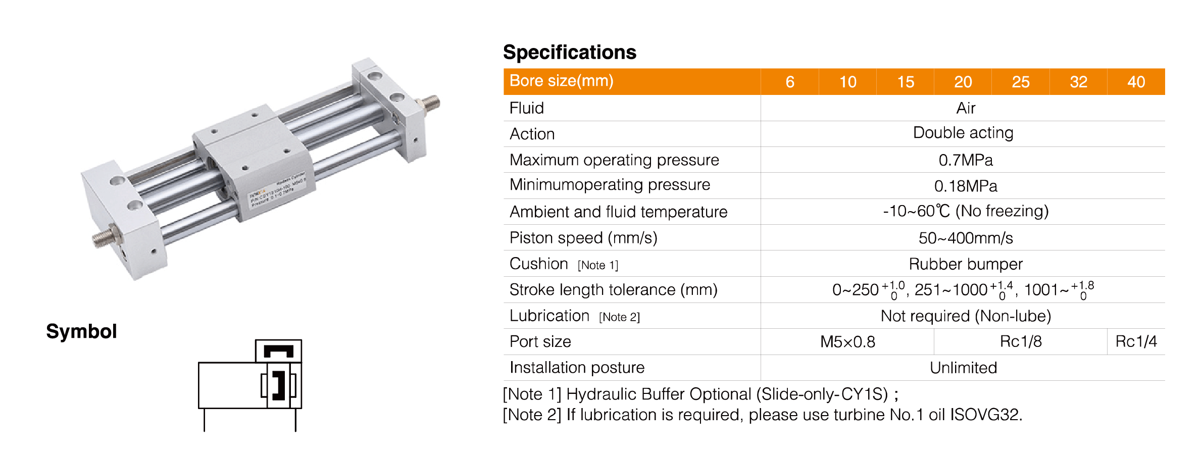 CY1S Series Magnetically Coupled Rodless Cylinder CY1S Series Magnetically Coupled Rodless Cylinder