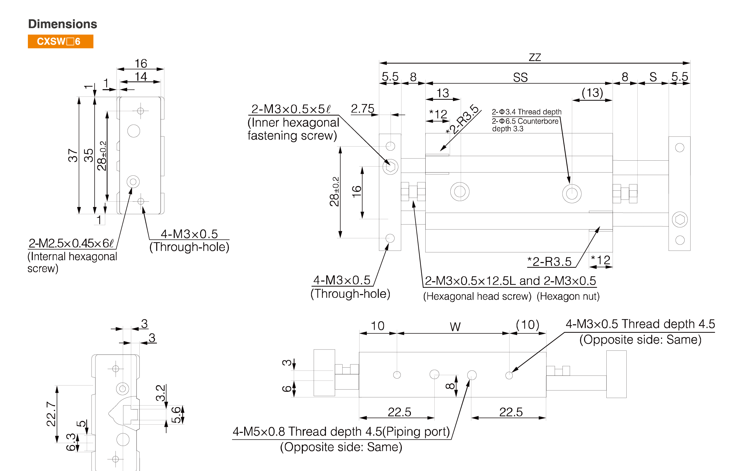 CXSM Series Dual Rod Cylinder(Double Rod Type) CXSM Series Dual Rod Cylinder(Double Rod Type)