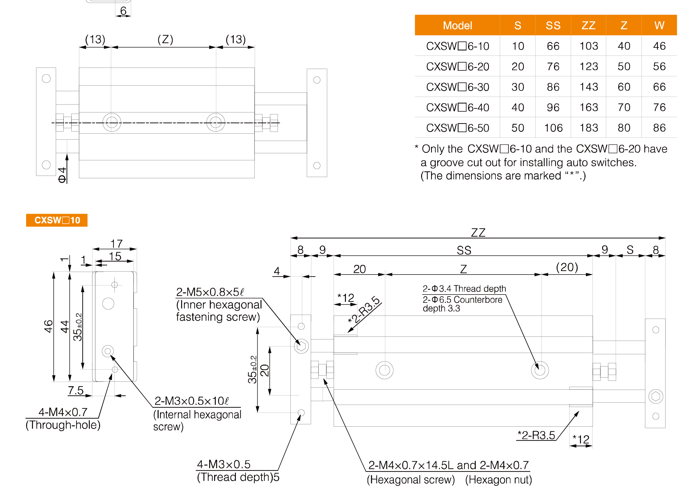 CXSM Series Dual Rod Cylinder(Double Rod Type) CXSM Series Dual Rod Cylinder(Double Rod Type)