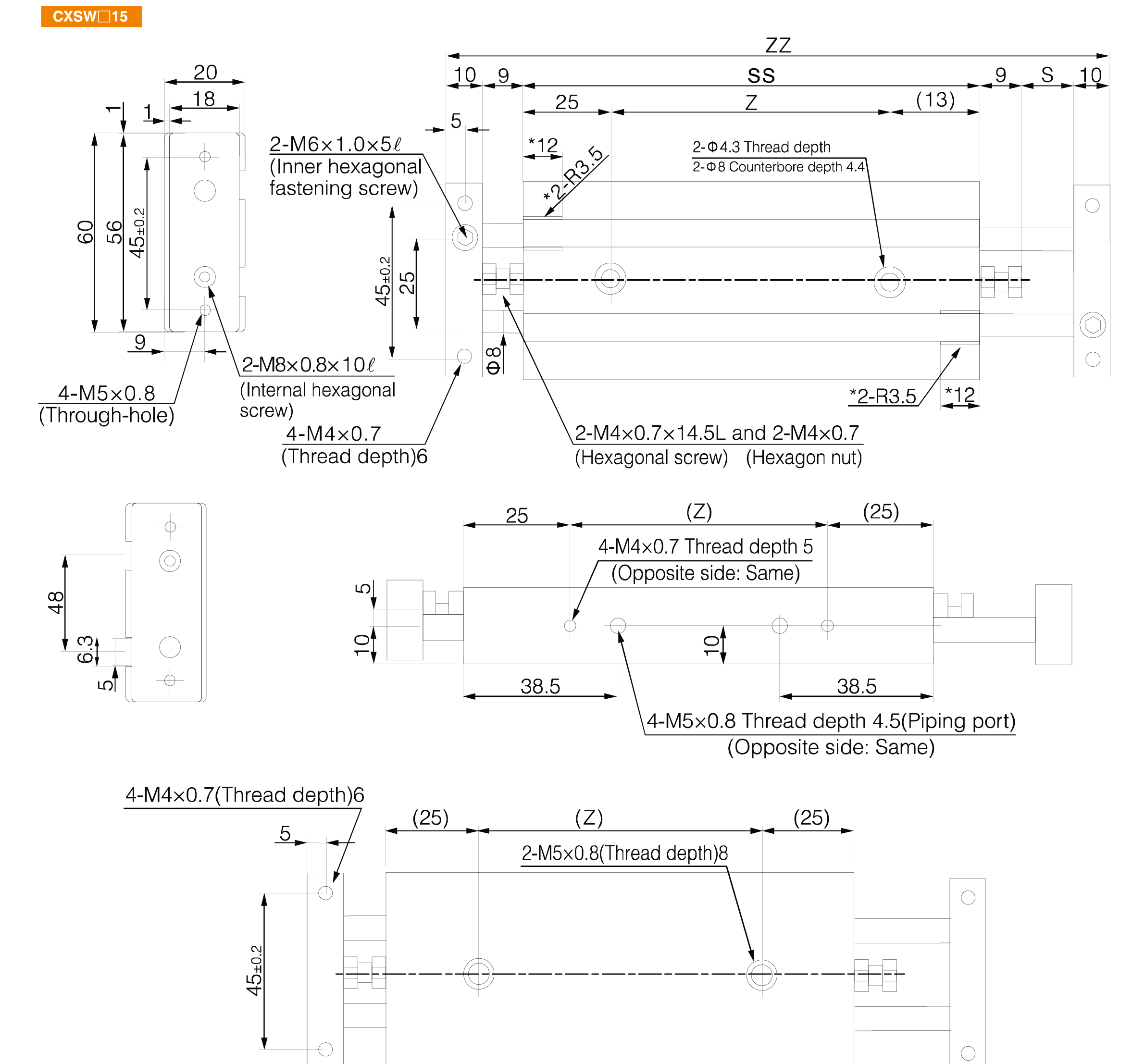 CXSM Series Dual Rod Cylinder(Double Rod Type) CXSM Series Dual Rod Cylinder(Double Rod Type)