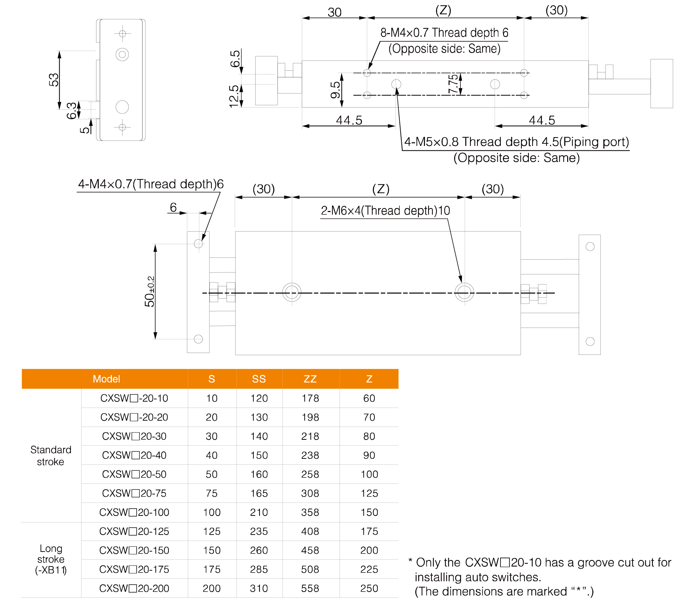 CXSM Series Dual Rod Cylinder(Double Rod Type) CXSM Series Dual Rod Cylinder(Double Rod Type)