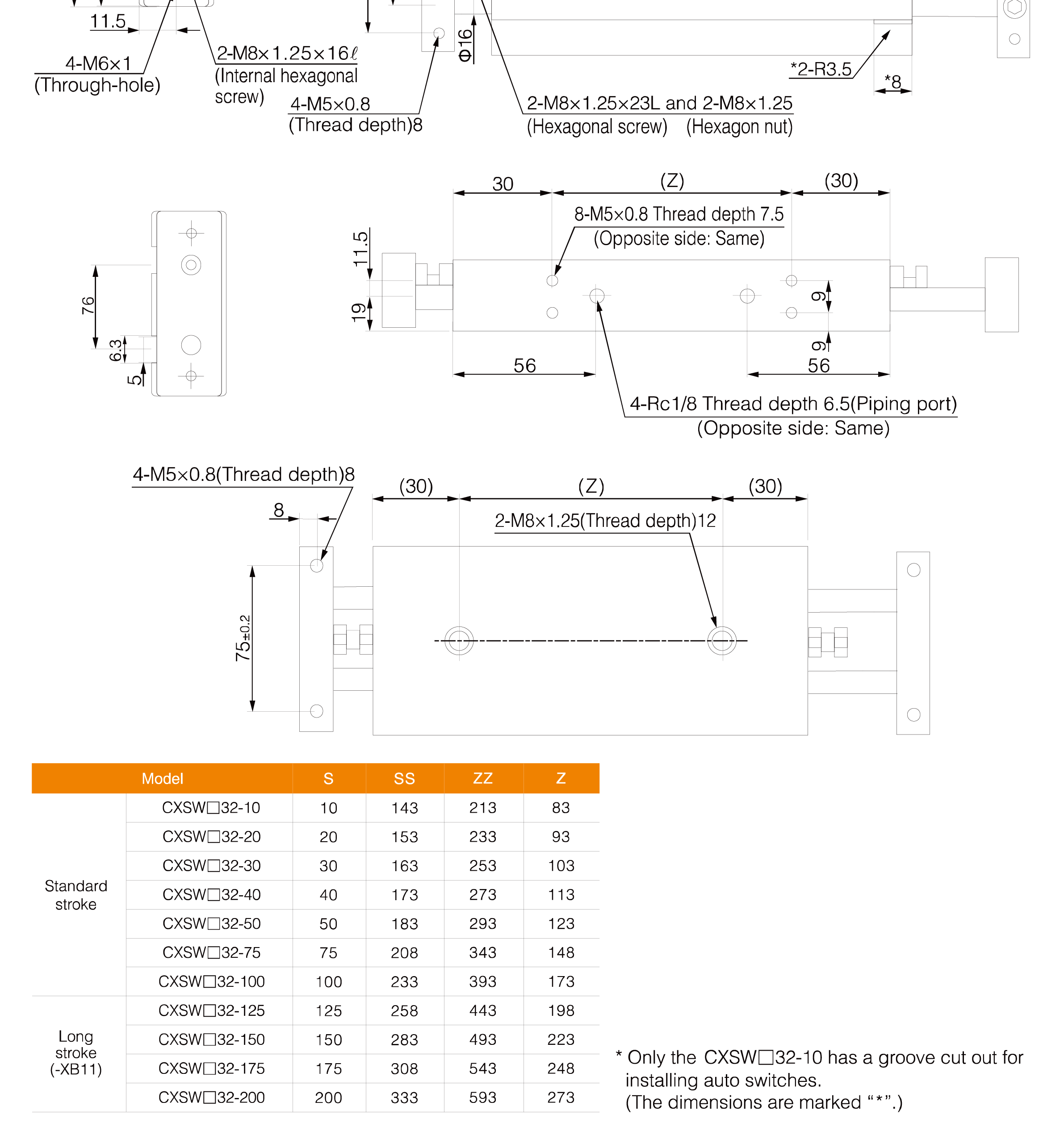 CXSM Series Dual Rod Cylinder(Double Rod Type) CXSM Series Dual Rod Cylinder(Double Rod Type)