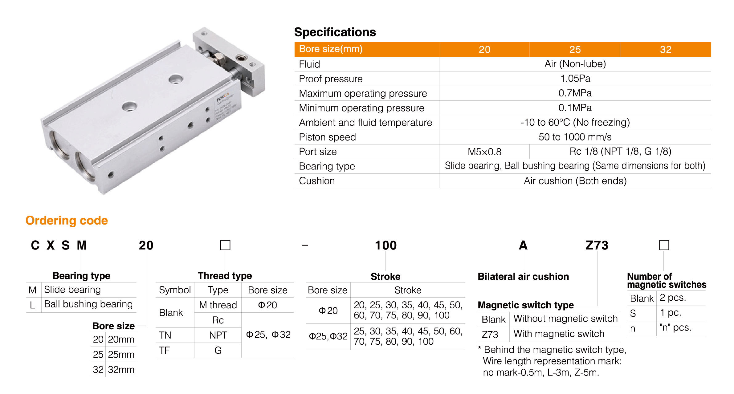 CXSM Series Dual Rod Cylinder(With Air Cushion) CXSM Series Dual Rod Cylinder(With Air Cushion)