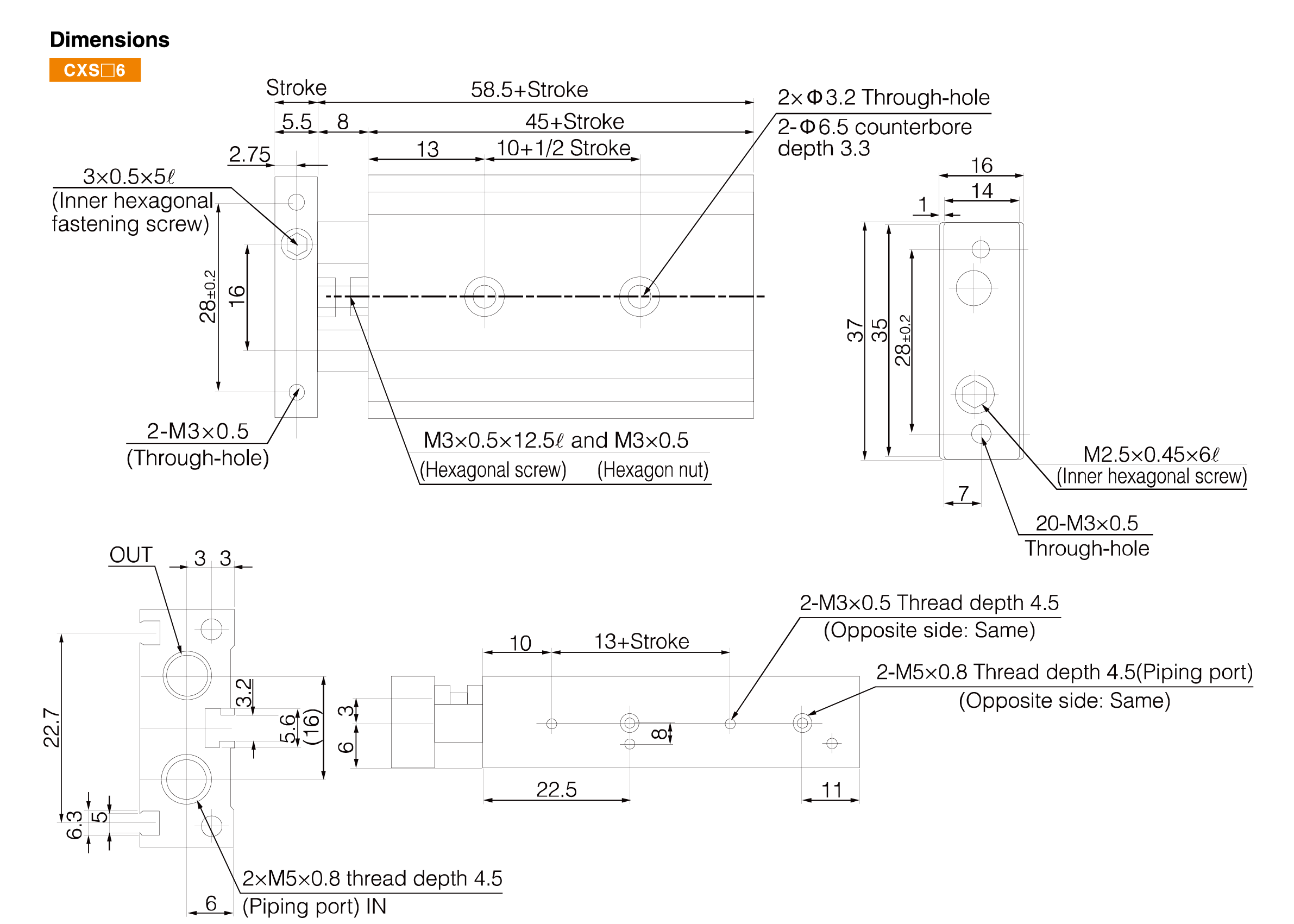 CXSM Series Dual Rod Cylinder(Basic Type) CXSM Series Dual Rod Cylinder(Basic Type)