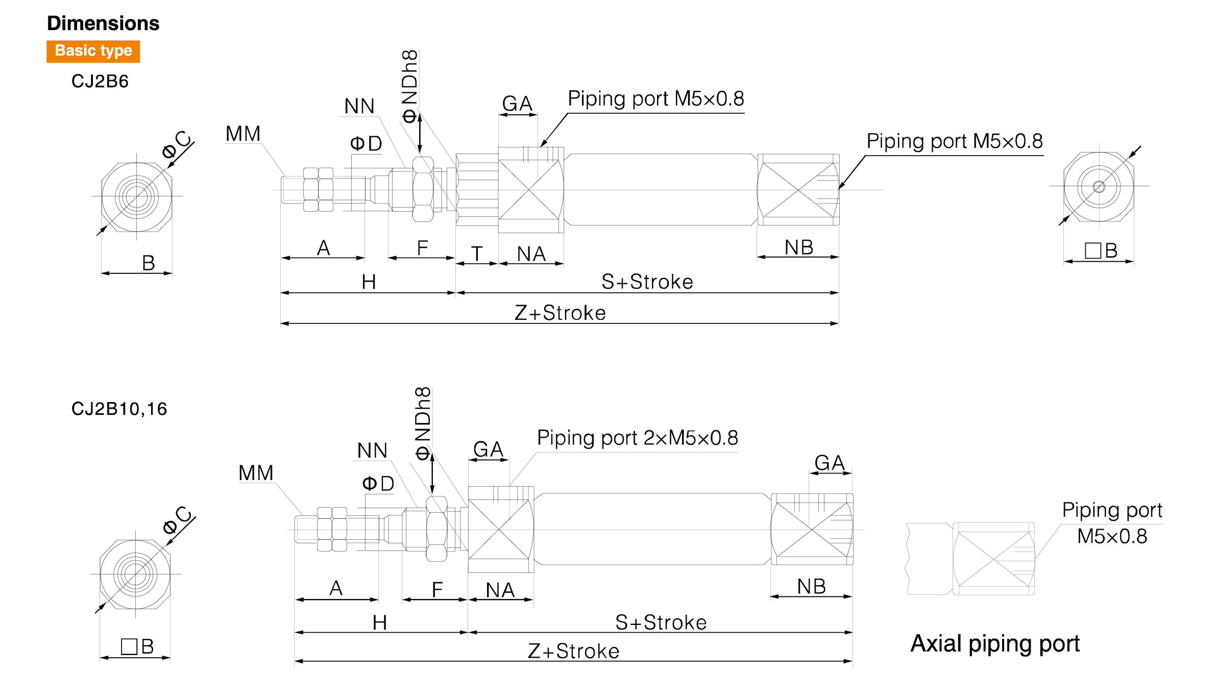 CJ2 Series Stainless Steel Mini Cylinder(Double Acting) CJ2 Series Stainless Steel Mini Cylinder(Double Acting)