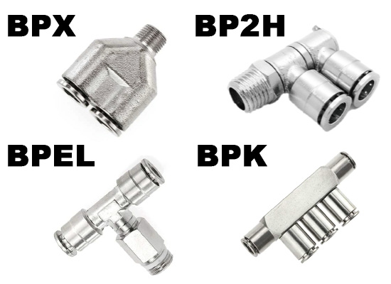 BPX, BP2H, BPEL and BPK Series Full Brass Nickel Plated Push-in Fittings