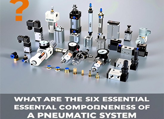 What are the six essential components of a pneumatic system?