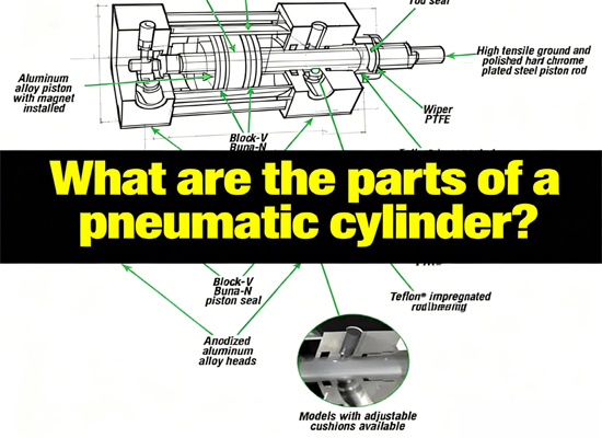 What are the parts of a pneumatic cylinder?